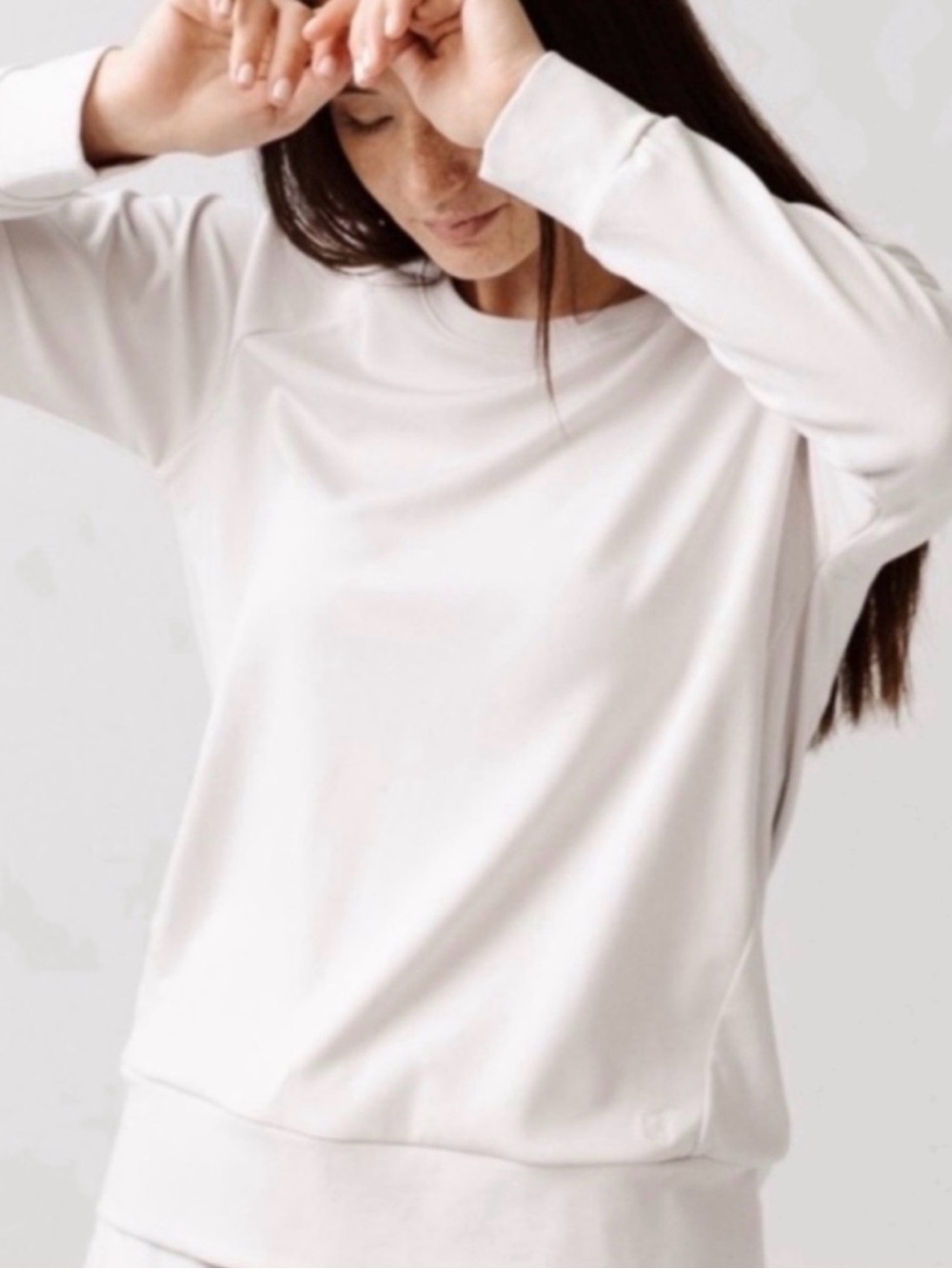 Women’s Ivory Bamboo Pullover Crew Shirt – Relaxed Everyday Pullover